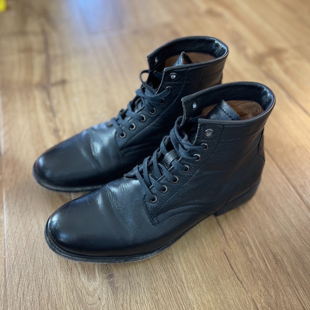 Frye Black Leather Lace Up Boot | Women's Size 10B